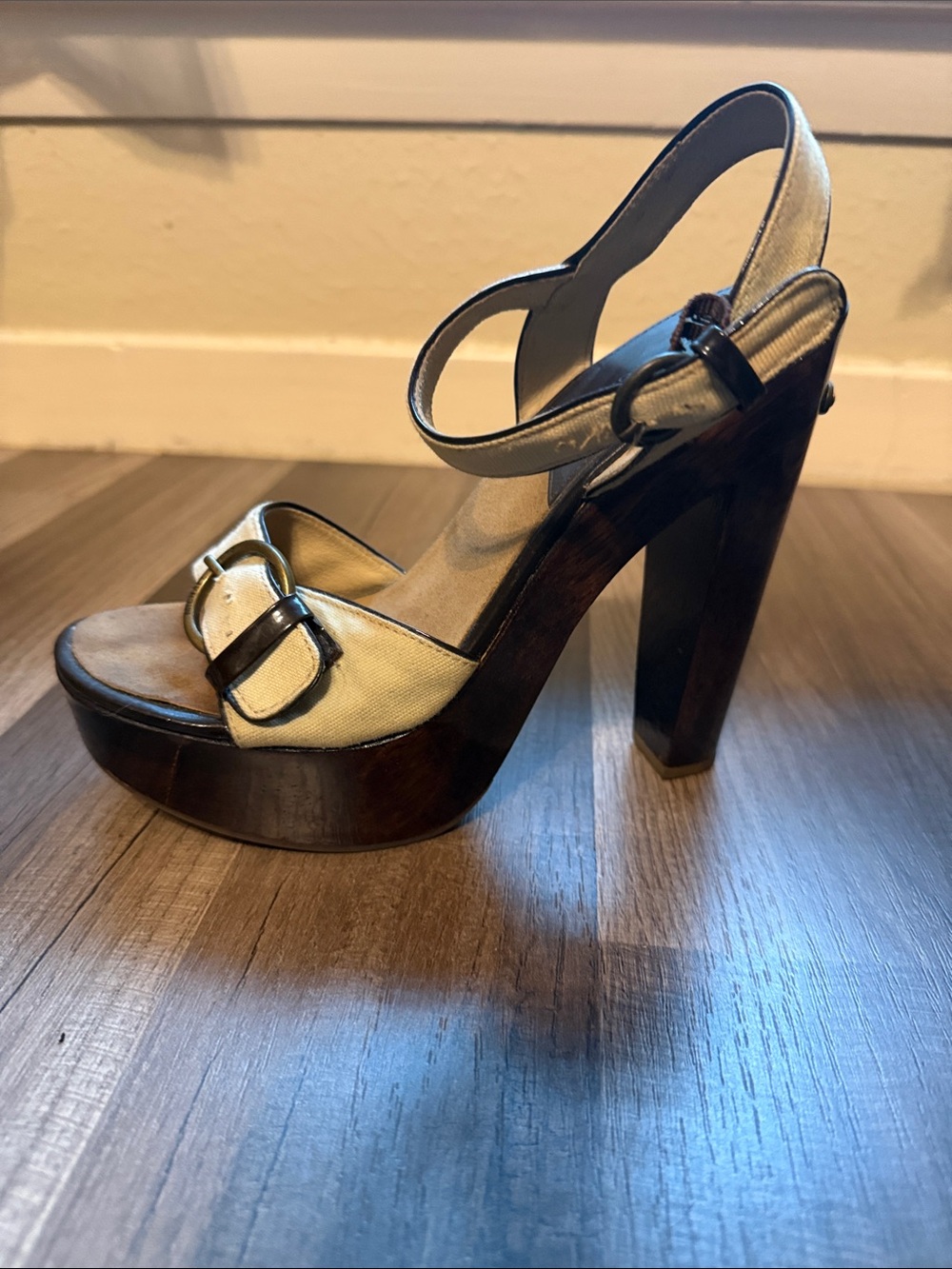 Michael Kors Platform Sandals Women Size 7.5 | Canvas and Wood